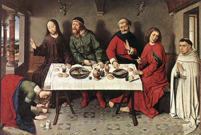 Dirk Bouts Peinture à l'huile - Le Christ dans la maison de Simon