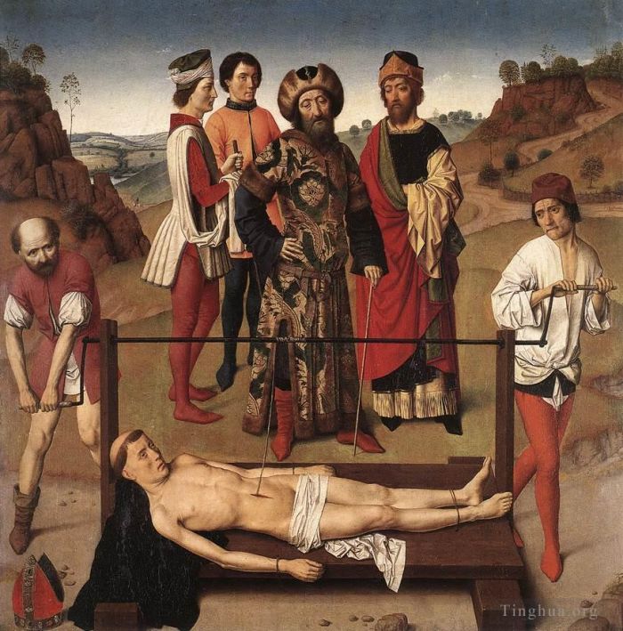 Dirk Bouts Peinture à l'huile - Panneau Central Martyre De Saint Erasme