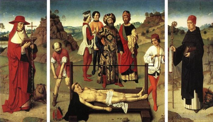 Dirk Bouts Peinture à l'huile - Triptyque Le martyre de saint Érasme