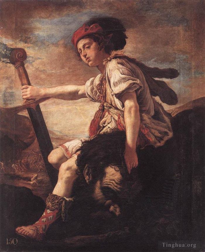 Domenico Fetti Peinture à l'huile - David avec la tête de Goliath