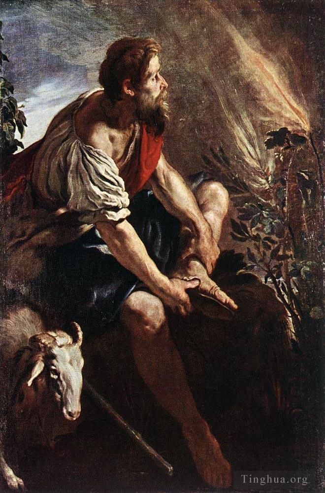 Domenico Fetti Peinture à l'huile - Moïse devant le buisson ardent