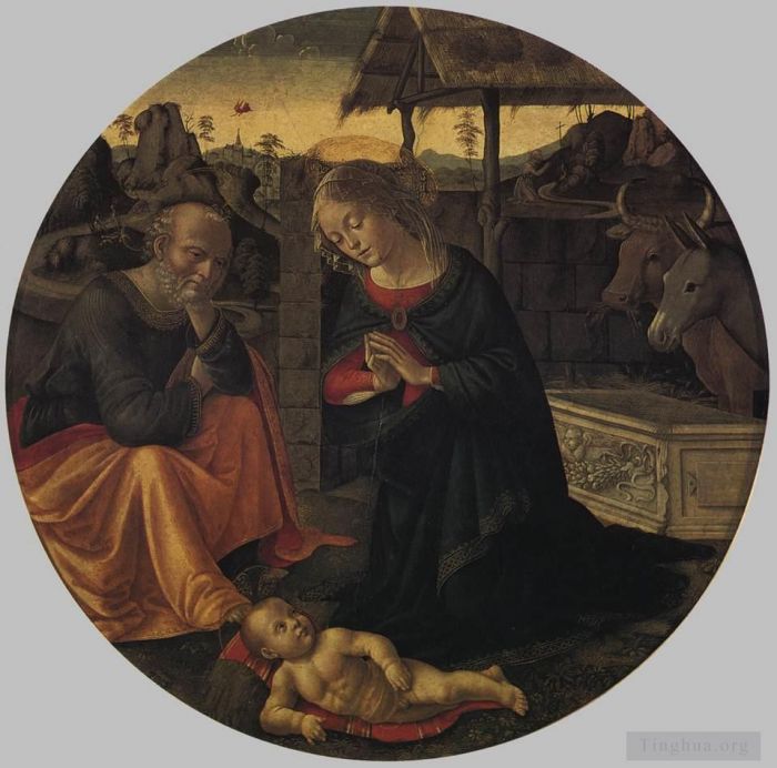 Domenico Ghirlandaio Peinture à l'huile - Adoration de l'enfant