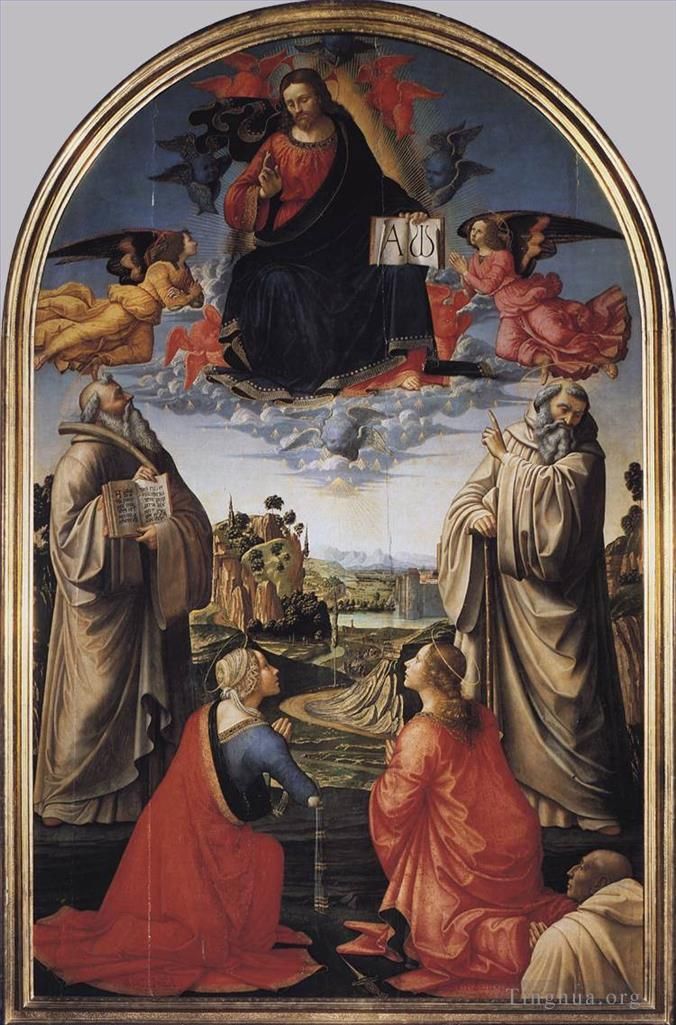 Domenico Ghirlandaio Types de peintures - Le Christ au ciel avec quatre saints et un donateur