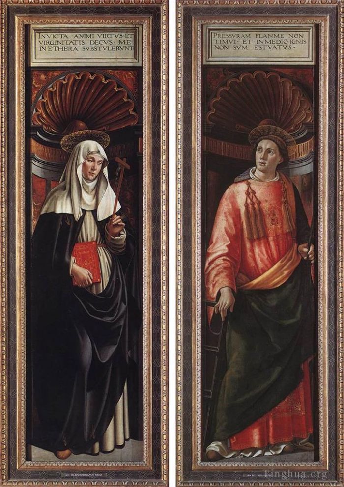 Domenico Ghirlandaio Types de peintures - Sainte Catherine de Sienne et Saint-Laurent