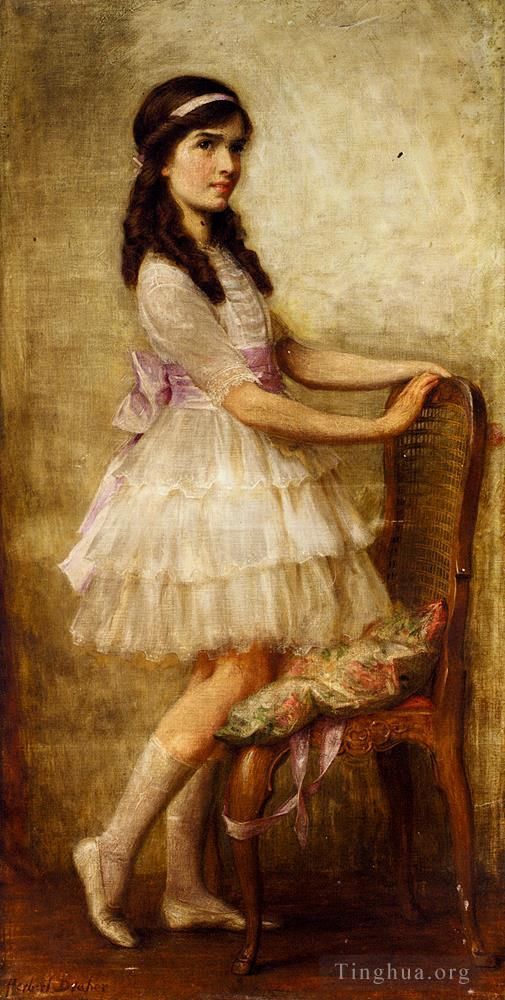 Herbert James Draper Peinture à l'huile - Portrait De Mademoiselle Barbara De Selincourt