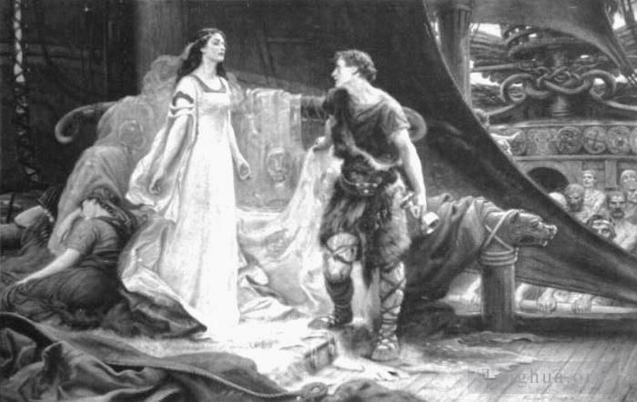 Herbert James Draper Peinture à l'huile - Gravure sur acier Tristan et Isolde