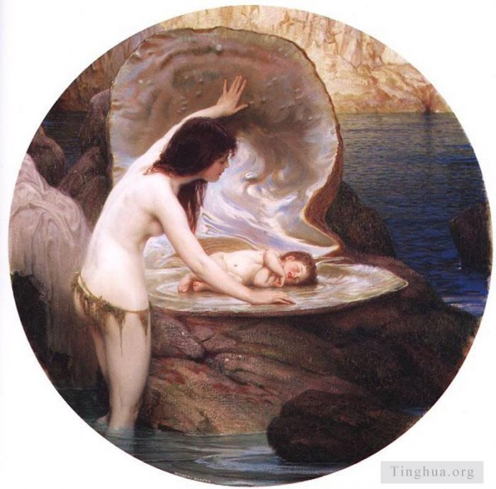 Herbert James Draper Peinture à l'huile - Un bébé d'eau