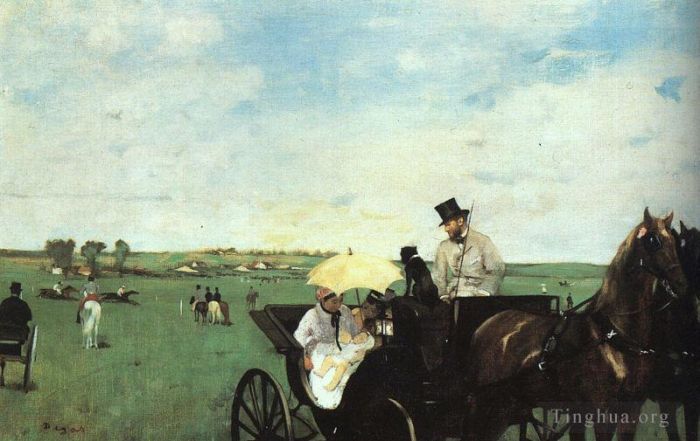 Edgar Degas Peinture à l'huile - Aux courses à la campagne