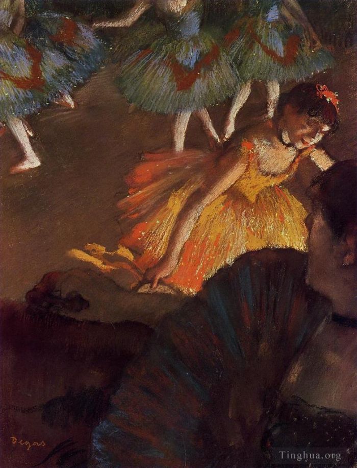 Edgar Degas Peinture à l'huile - Ballerine et dame à l'éventail