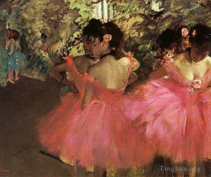 Edgar Degas Peinture à l'huile - Danseurs en rose