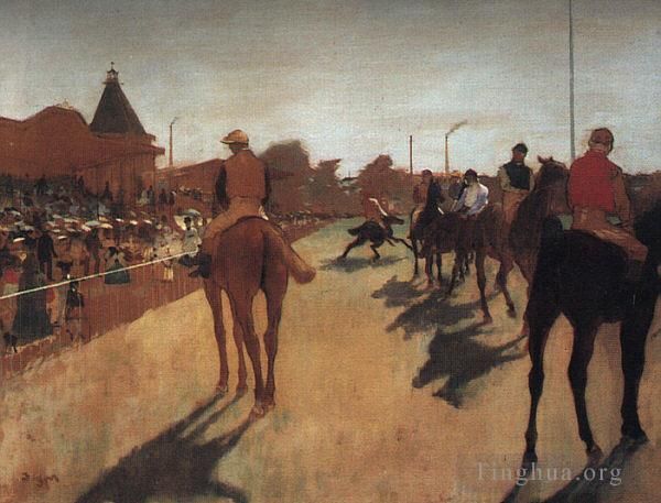 Edgar Degas Peinture à l'huile - Le défilé dit aussi Chevaux de courses devant les tribunes