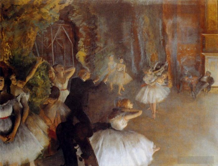 Edgar Degas Peinture à l'huile - Répétition d'un ballet sur scène
