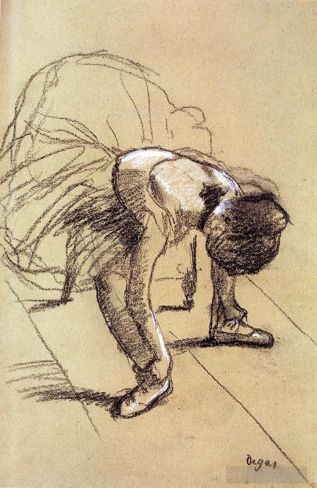 Edgar Degas Types de peintures - Danseuse assise ajustant ses chaussures
