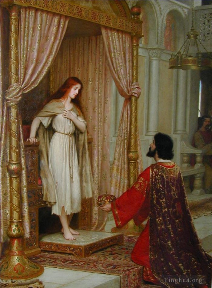 Edmund Leighton Peinture à l'huile - Le roi Copetua et la mendiante