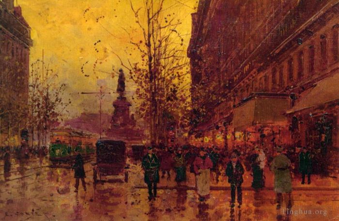 Édouard-Léon Cortès Peinture à l'huile - Edouard Leon Cortes Le Place de la Republique Paris
