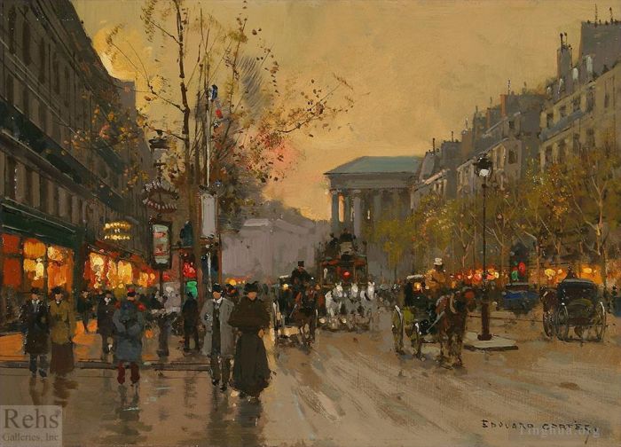 Édouard-Léon Cortès Peinture à l'huile - Boulevard de la madeleine 10