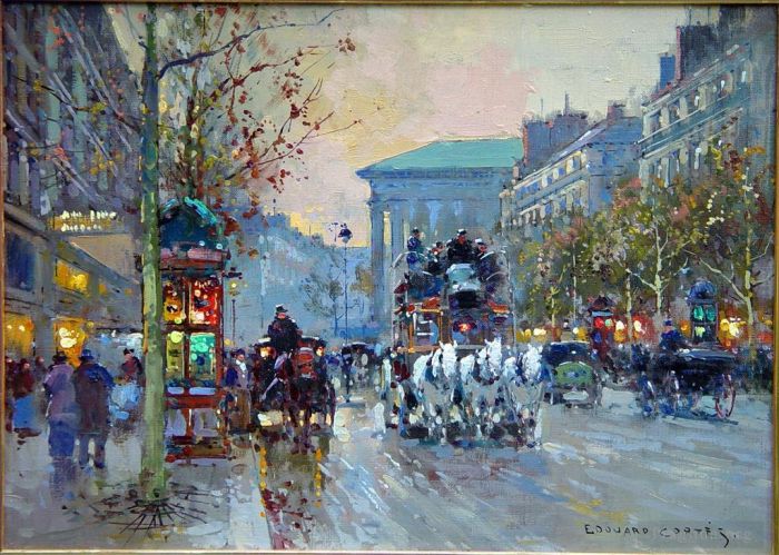 Édouard-Léon Cortès Peinture à l'huile - Boulevard de la Madeleine 2