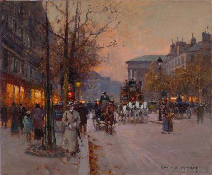 Édouard-Léon Cortès Peinture à l'huile - Boulevard de la Madeleine 4