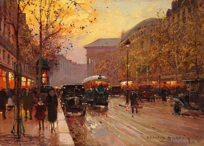 Édouard-Léon Cortès Peinture à l'huile - Boulevard de la Madeleine 6