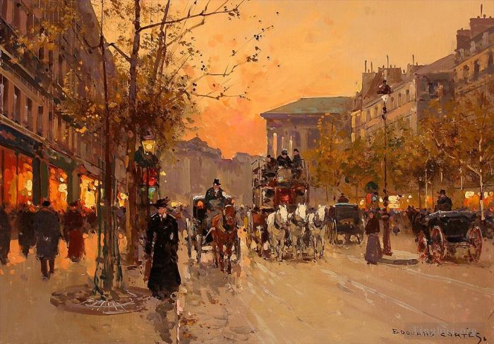 Édouard-Léon Cortès Peinture à l'huile - Boulevard de la Madeleine 7
