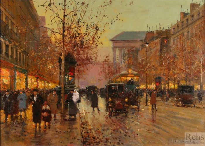 Édouard-Léon Cortès Peinture à l'huile - Boulevard de la Madeleine 9