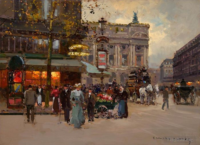 Édouard-Léon Cortès Peinture à l'huile - Café de la paix paris 3