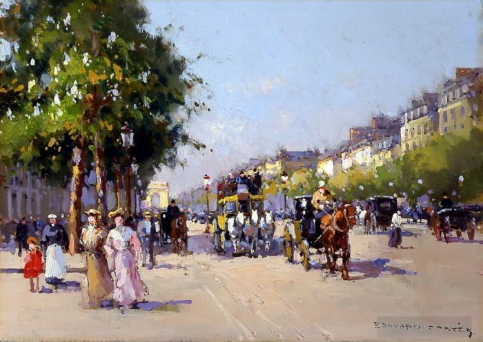 Édouard-Léon Cortès Peinture à l'huile - Champs elys es 8