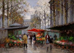 Édouard-Léon Cortès œuvres - Marché aux fleurs à la madeleine 5