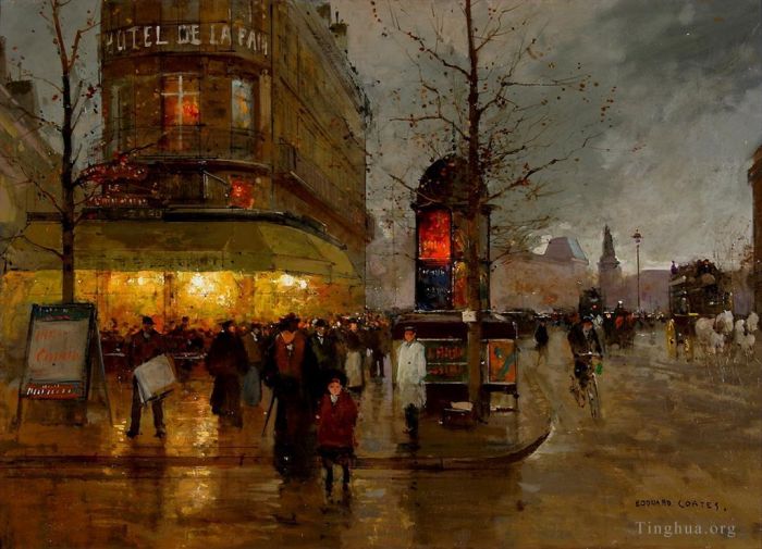 Édouard-Léon Cortès Peinture à l'huile - Place de la Bastille Paris