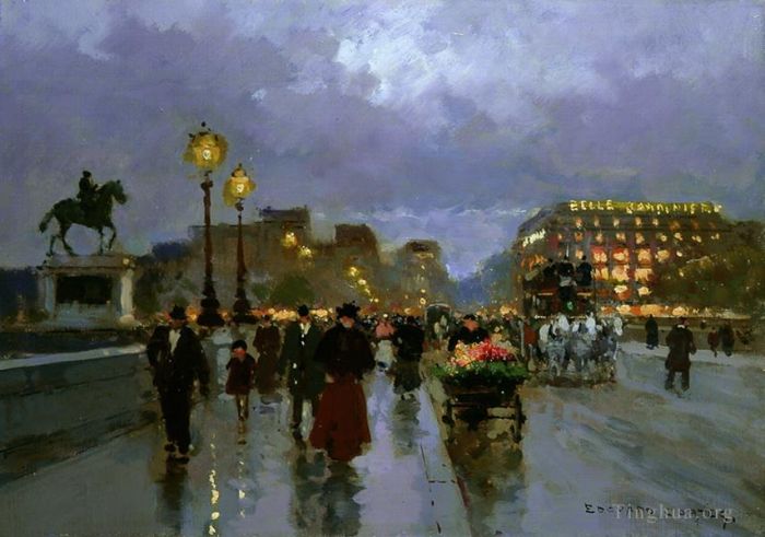 Édouard-Léon Cortès Peinture à l'huile - Nouveau pont 2