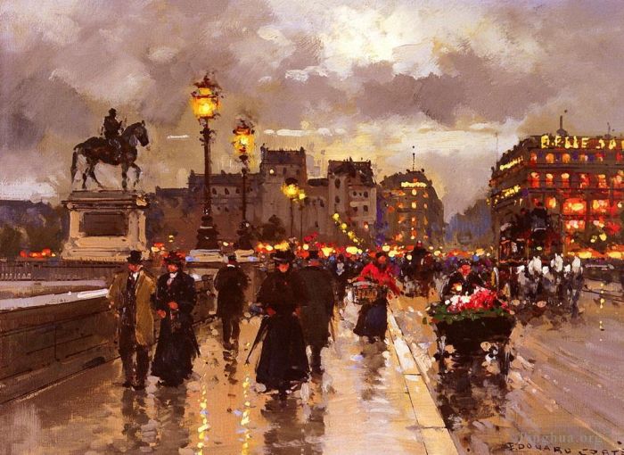 Édouard-Léon Cortès Peinture à l'huile - New bridge paris