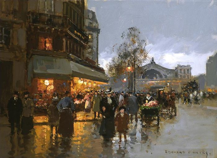 Édouard-Léon Cortès Peinture à l'huile - Gare du Nord