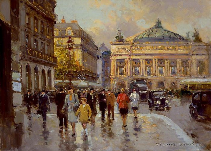 Édouard-Léon Cortès Peinture à l'huile - Place de l'Opéra 1