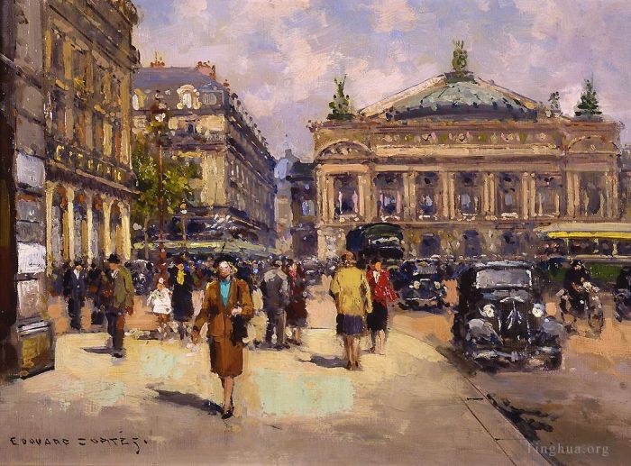 Édouard-Léon Cortès Peinture à l'huile - Place de l'Opéra 3