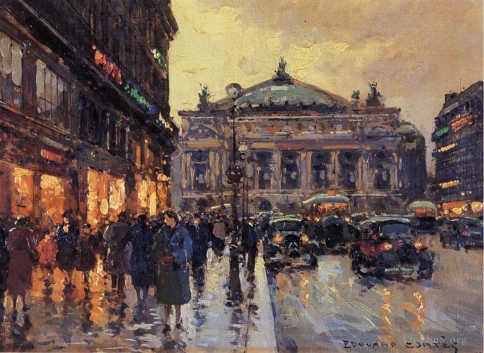 Édouard-Léon Cortès Peinture à l'huile - Place de l'Opéra