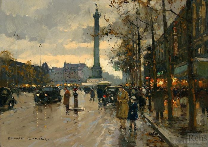 Édouard-Léon Cortès Peinture à l'huile - Place de la Bastille 2