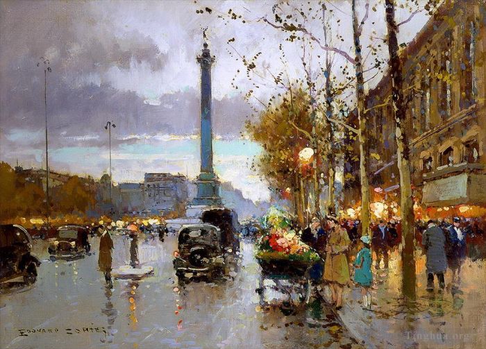 Édouard-Léon Cortès Peinture à l'huile - Place de la Bastille