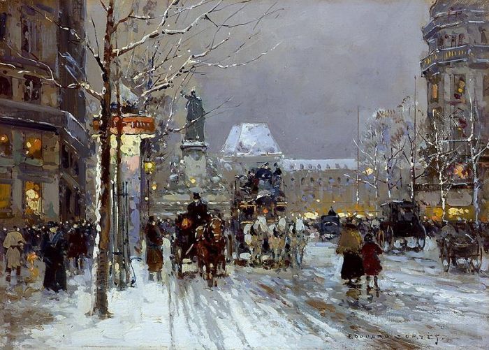 Édouard-Léon Cortès Peinture à l'huile - Place de la république 1