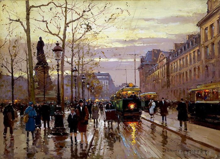 Édouard-Léon Cortès Peinture à l'huile - Place de la République