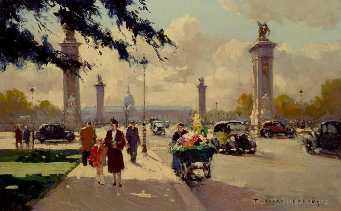 Édouard-Léon Cortès Peinture à l'huile - Pont Alexandre III