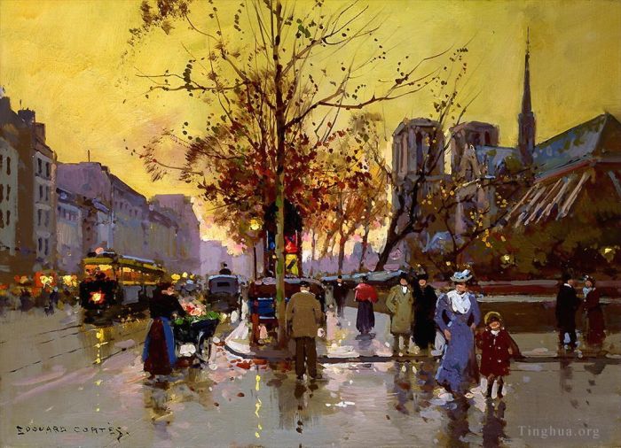 Édouard-Léon Cortès Peinture à l'huile - Quai de Montebello