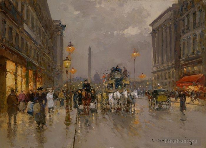 Édouard-Léon Cortès Peinture à l'huile - Royal street consent