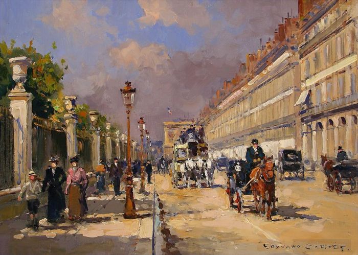 Édouard-Léon Cortès Peinture à l'huile - Rue de rivoli 1