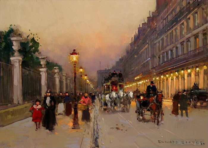 Édouard-Léon Cortès Peinture à l'huile - Rue de Rivoli 2