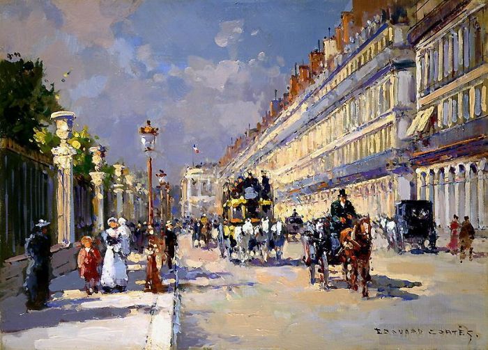 Édouard-Léon Cortès Peinture à l'huile - Rue de Rivoli