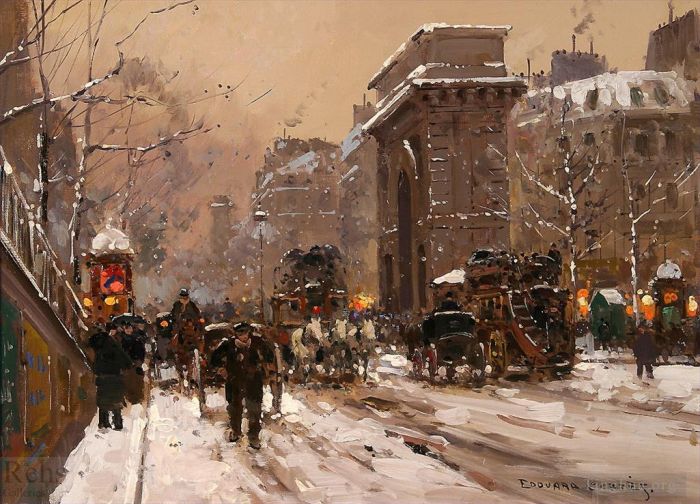 Édouard-Léon Cortès Peinture à l'huile - Saint martin hiver