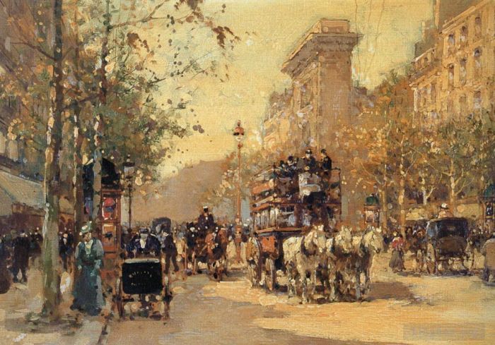 Édouard-Léon Cortès Peinture à l'huile - La porte saint martin