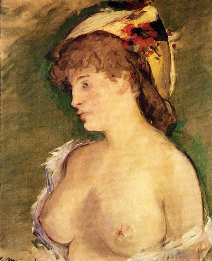 Édouard Manet Peinture à l'huile - La Blonde aux seins nus