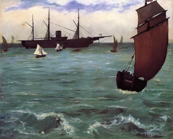 Édouard Manet Peinture à l'huile - Le Kearsarge à Boulogne