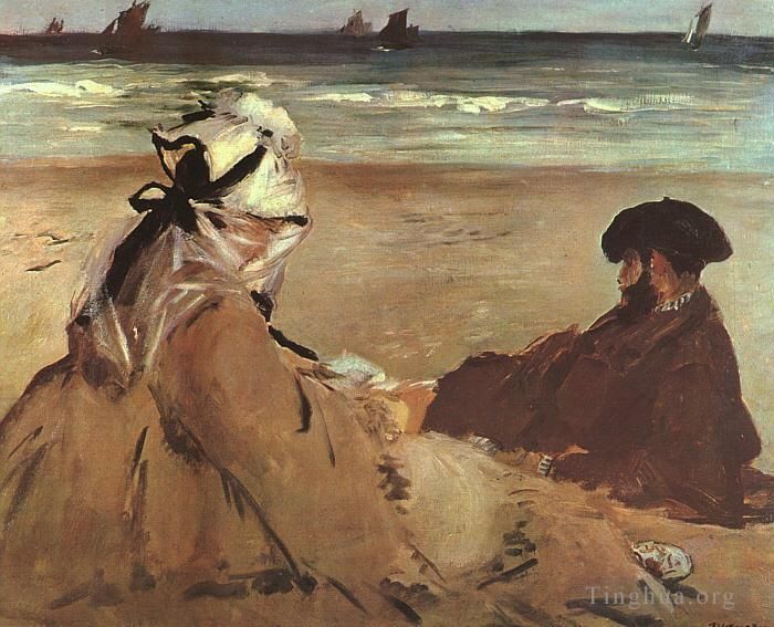 Édouard Manet Peinture à l'huile - Sur la plage